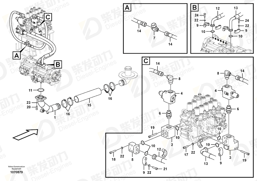 VOLVO Hose assembly 937609 Drawing