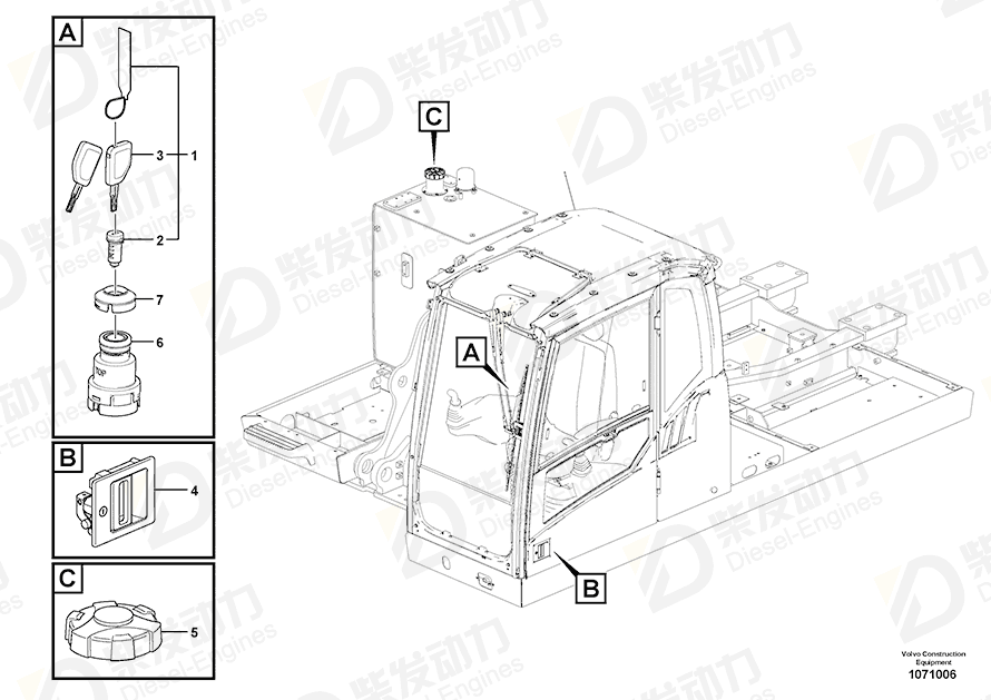 VOLVO Starter switch 15144741 Drawing VOLVO Starter switch 15144741 Drawing
