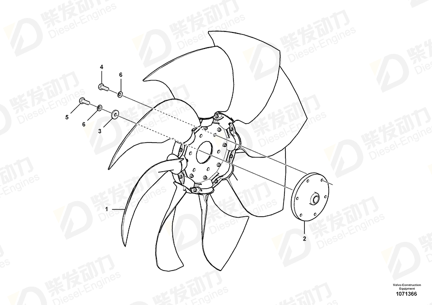 VOLVO Engine cooling fan 14633257 Drawing