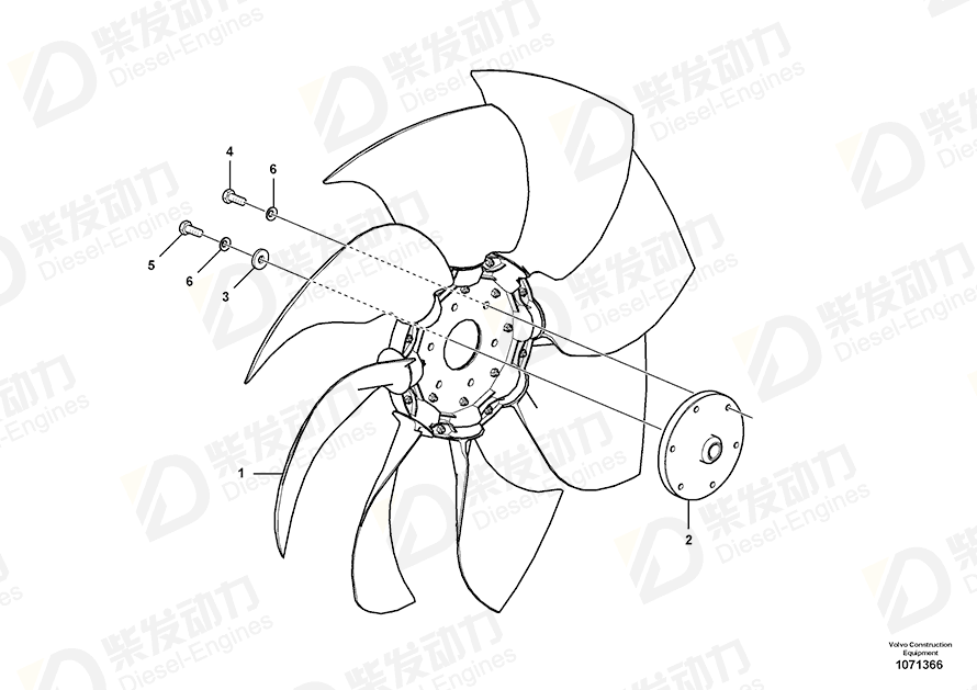 VOLVO Engine cooling fan 14633257 Drawing VOLVO Engine cooling fan 14633257 Drawing
