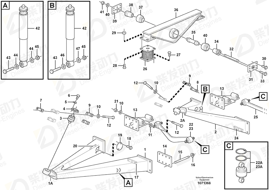 VOLVO Bogie cross member 11198034 Drawing VOLVO Bogie cross member 11198034 Drawing