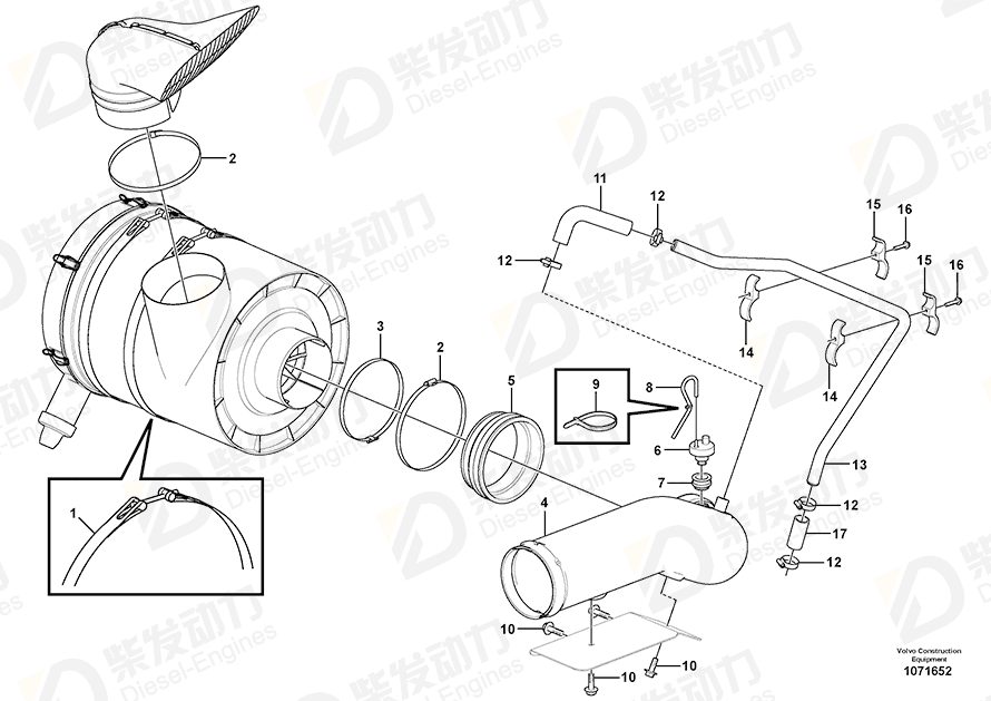 VOLVO Pipe 16834006 Drawing