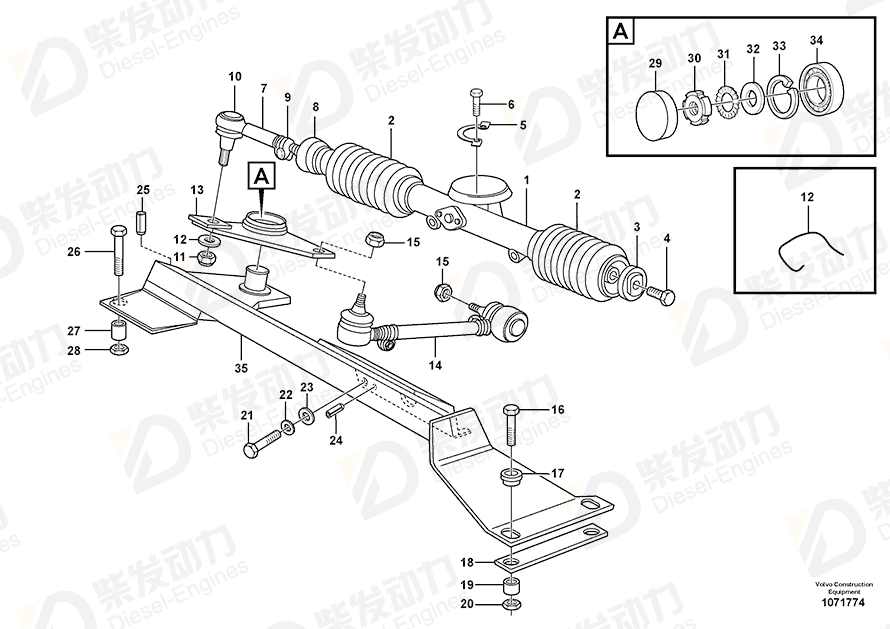 VOLVO Lever mounting 16876234 Drawing VOLVO Lever mounting 16876234 Drawing