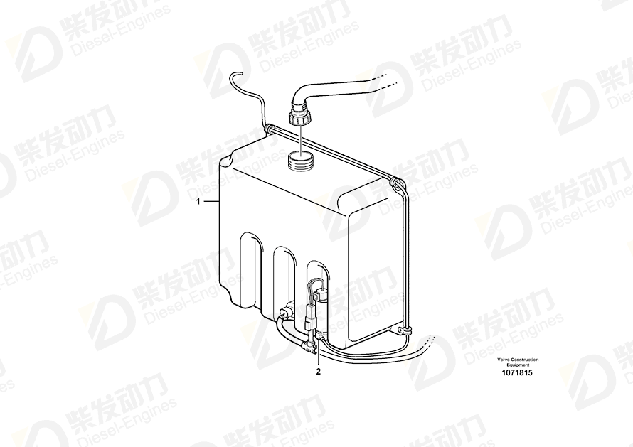 VOLVO Washer fluid reservoir 15181261 Drawing VOLVO Washer fluid reservoir 15181261 Drawing