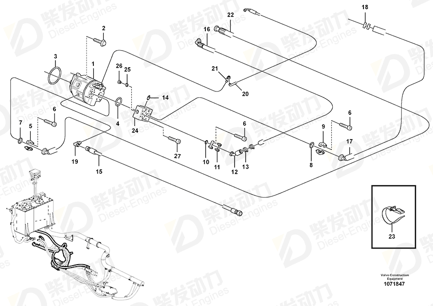 VOLVO Hose assembly 938017 Drawing