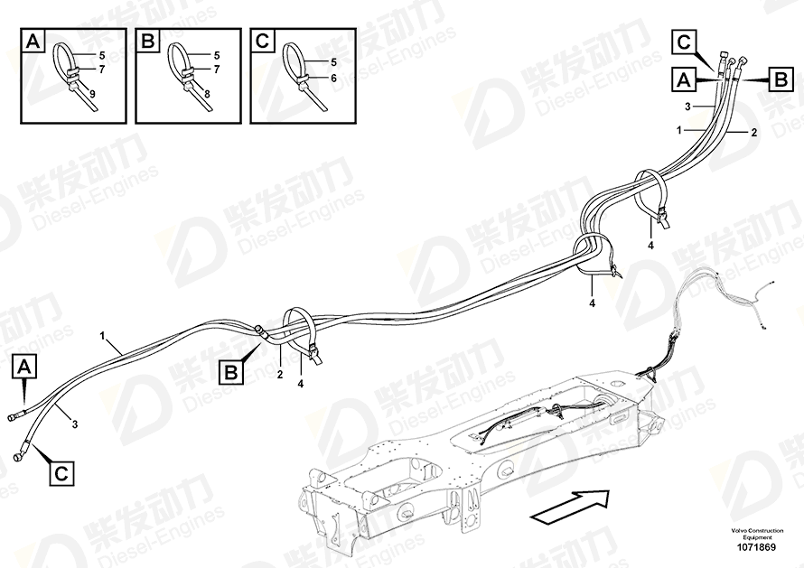 VOLVO Hose assembly 16256638 Drawing VOLVO Hose assembly 16256638 Drawing