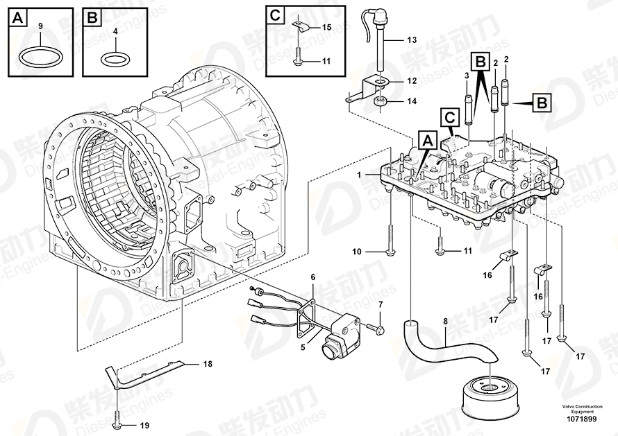 VOLVO Oil pipe 17399899 Drawing