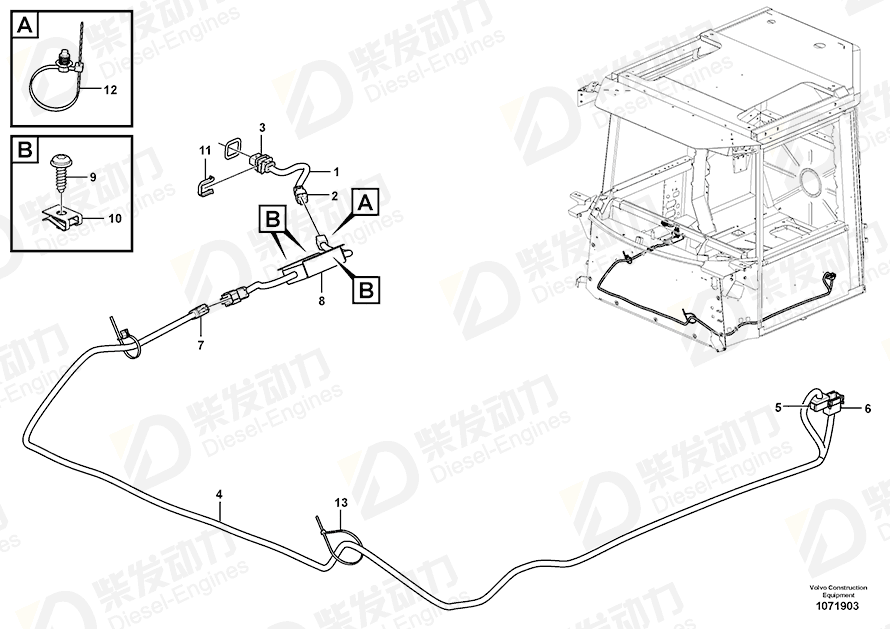 VOLVO Cable harness 15187103 Drawing