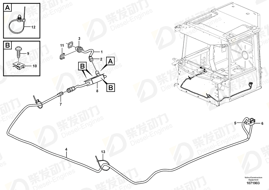 VOLVO Cable harness 15187103 Drawing VOLVO Cable harness 15187103 Drawing