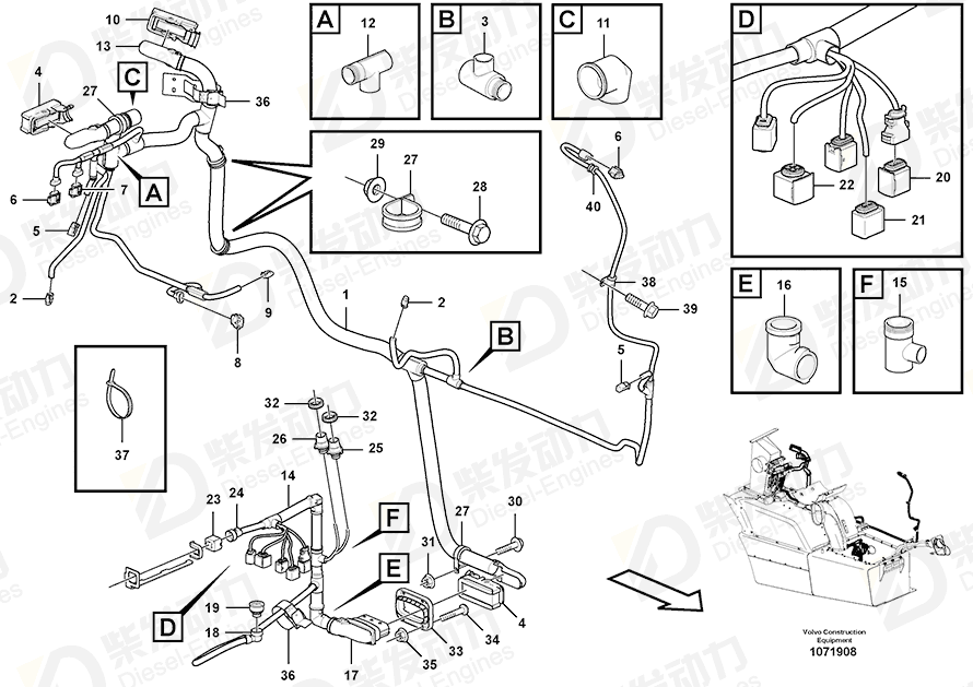VOLVO Cable harness 17366025 Drawing VOLVO Cable harness 17366025 Drawing