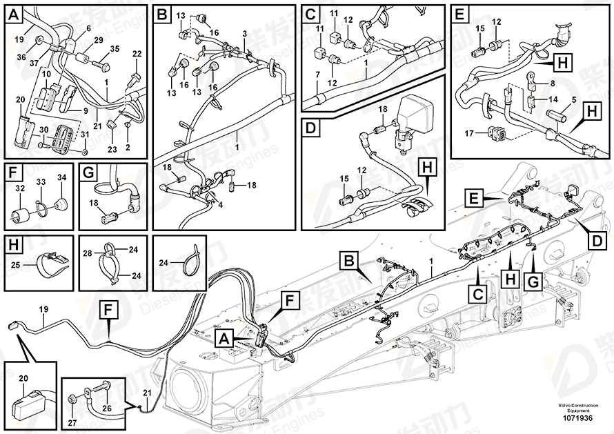 VOLVO Cable harness 17411440 Drawing VOLVO Cable harness 17411440 Drawing