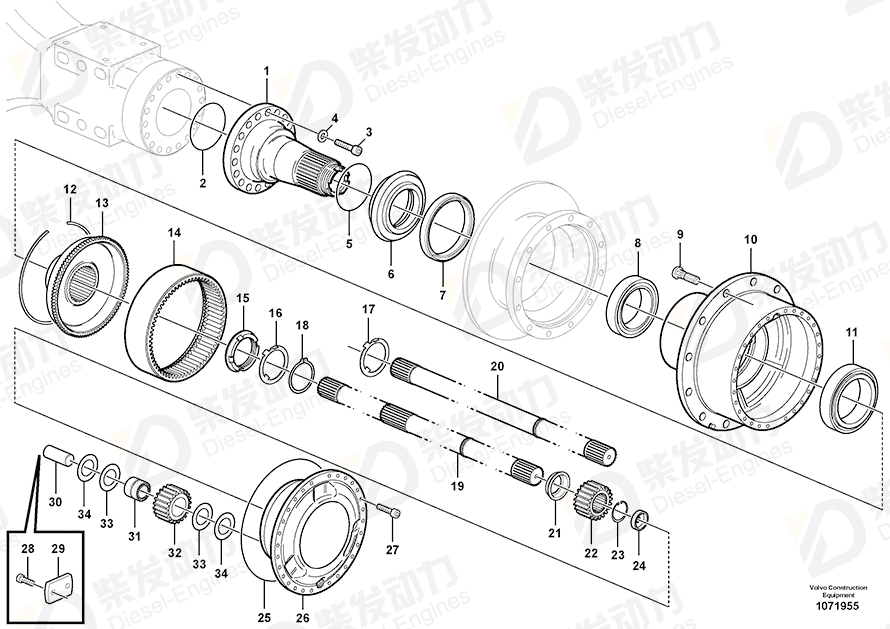 VOLVO Drive shaft 11103086 Drawing VOLVO Drive shaft 11103086 Drawing