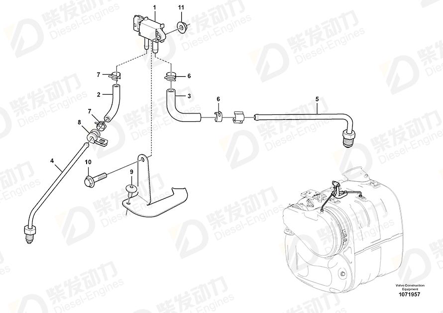 VOLVO Hose 16835320 Drawing