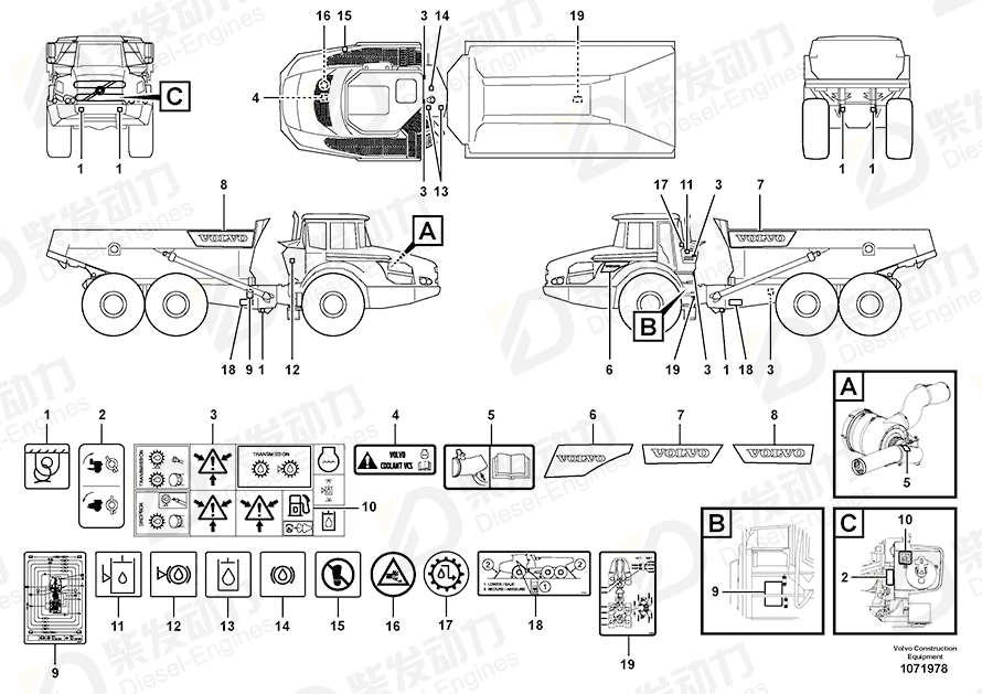 VOLVO Decal 15082855 Drawing