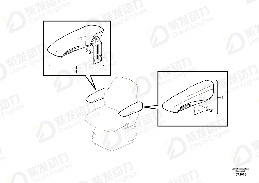 VOLVO Arm rest 15090977 Drawing