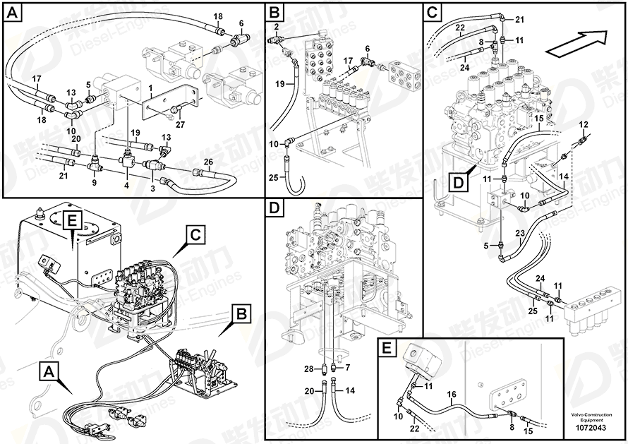 VOLVO Hose assembly 936961 Drawing VOLVO Hose assembly 936961 Drawing