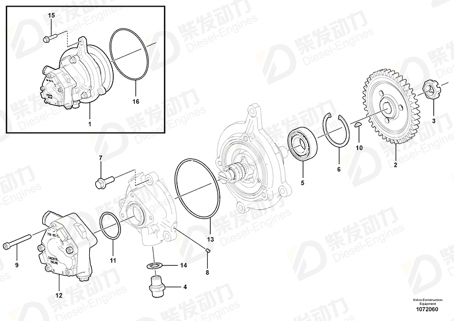 VOLVO Oil drain pump 17438685 Drawing VOLVO Oil drain pump 17438685 Drawing
