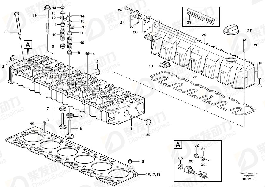 VOLVO Cylinder head 20855301 Drawing