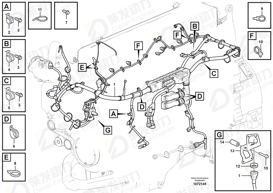 VOLVO Cable harness 17401004 Drawing VOLVO Cable harness 17401004 Drawing