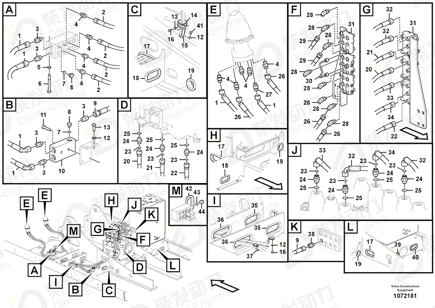 VOLVO Hose assembly 15800407 Drawing VOLVO Hose assembly 15800407 Drawing