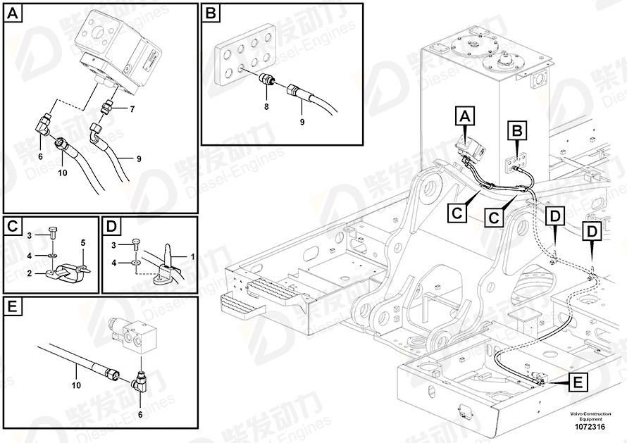 VOLVO Hose assembly 938169 Drawing VOLVO Hose assembly 938169 Drawing
