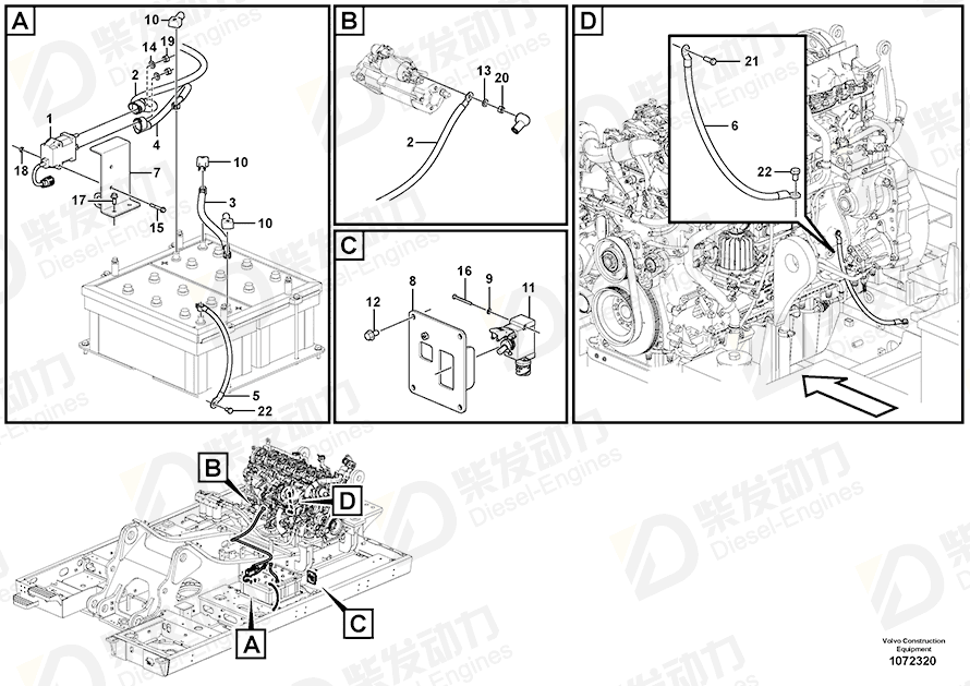 VOLVO Battery cable 14642497 Drawing