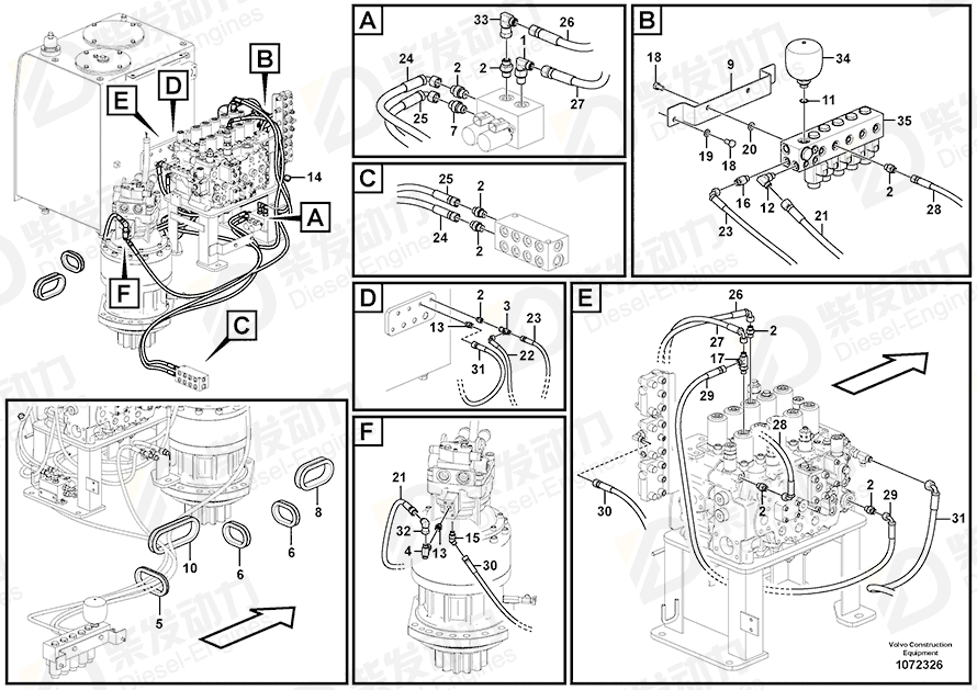 VOLVO Hose assembly 937504 Drawing VOLVO Hose assembly 937504 Drawing