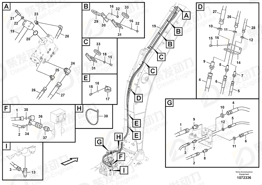 VOLVO Hose assembly 937610 Drawing VOLVO Hose assembly 937610 Drawing
