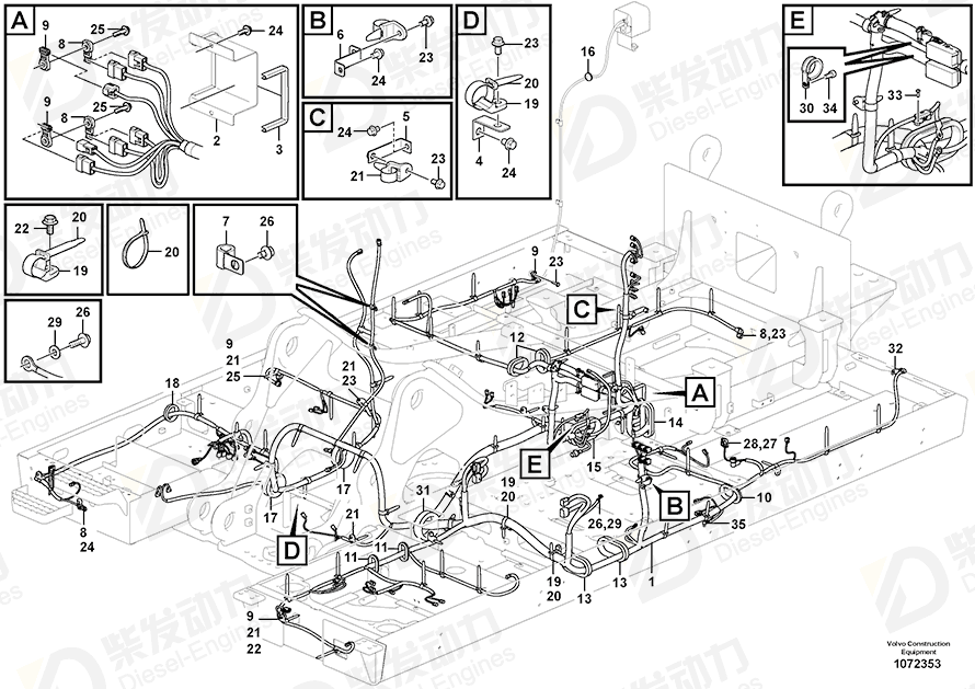 VOLVO Cable harness 14688449 Drawing VOLVO Cable harness 14688449 Drawing