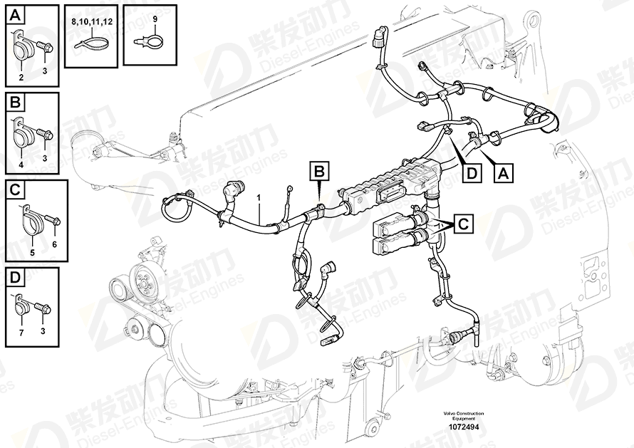 VOLVO Cable harness 17441800 Drawing