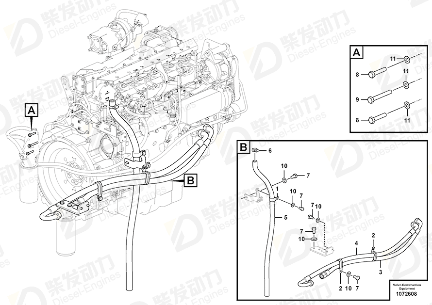 VOLVO Hose 14595186 Drawing