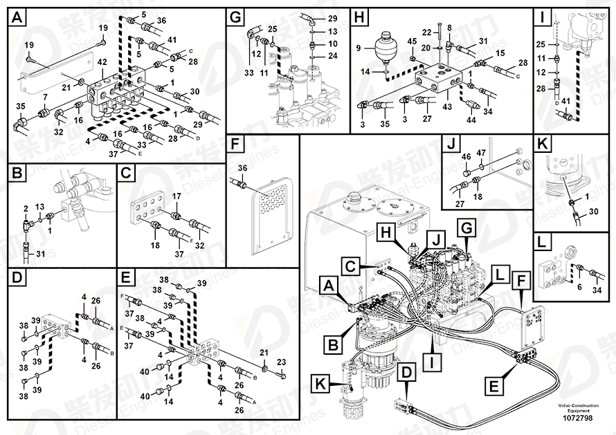 VOLVO Hose assembly 937882 Drawing