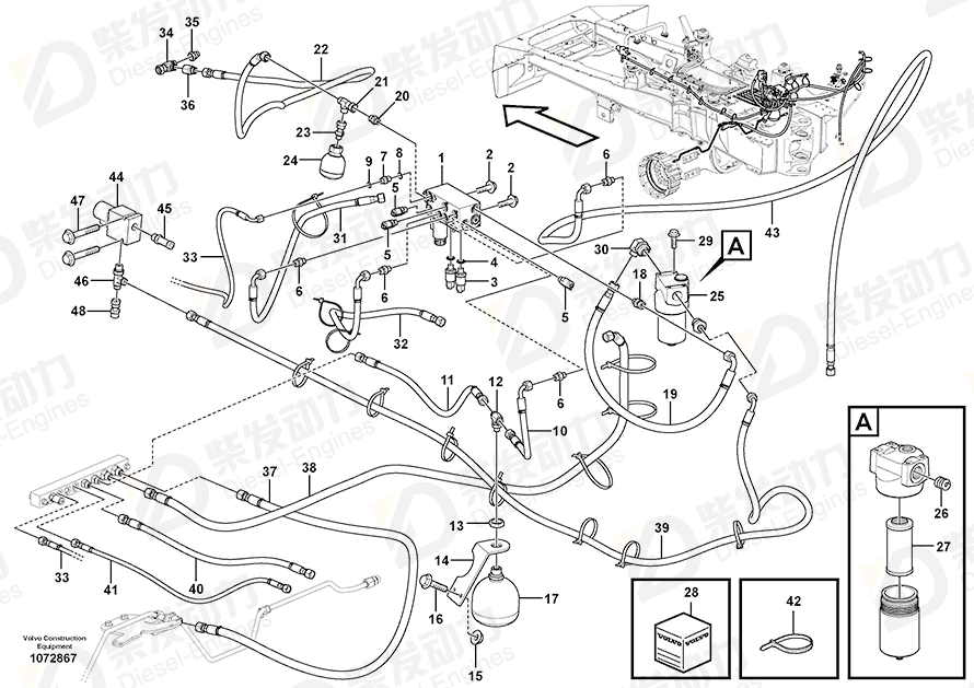 VOLVO Hose assembly 936689 Drawing