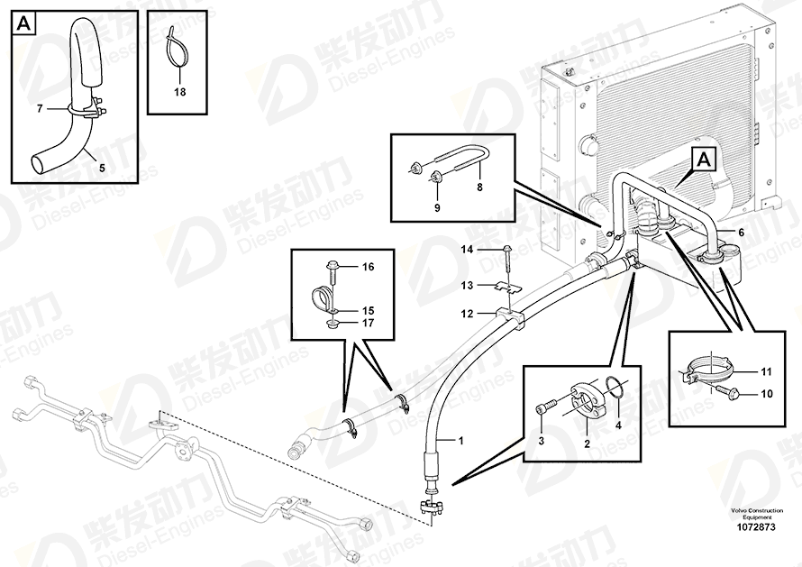 VOLVO Hose assembly 16256271 Drawing VOLVO Hose assembly 16256271 Drawing