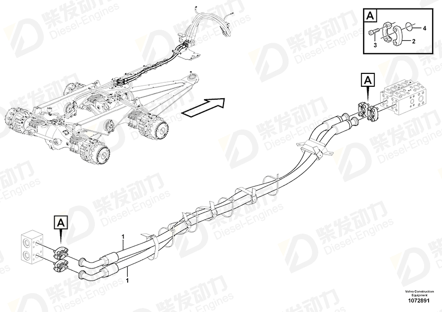 VOLVO Hose assembly 16856763 Drawing VOLVO Hose assembly 16856763 Drawing
