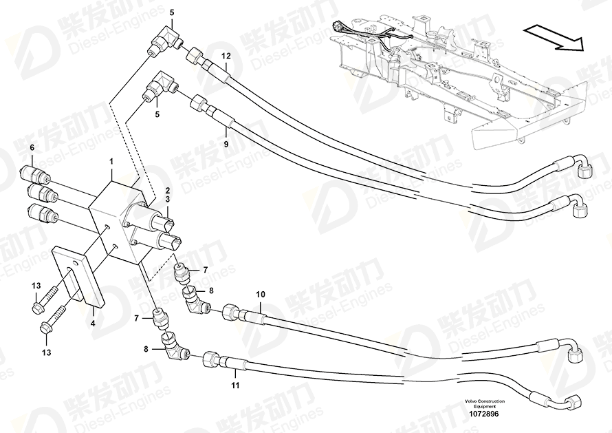 VOLVO Hose assembly 936296 Drawing