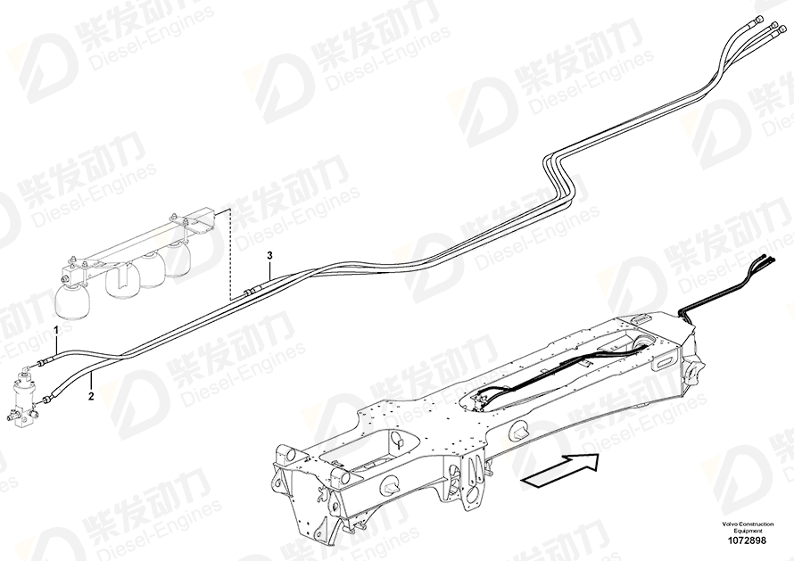 VOLVO Hydraulic Hose 16860869 Drawing VOLVO Hydraulic Hose 16860869 Drawing