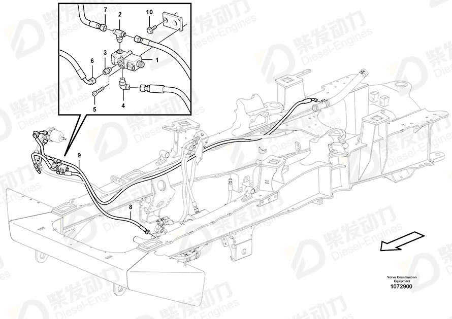 VOLVO Hose assembly 16856964 Drawing VOLVO Hose assembly 16856964 Drawing
