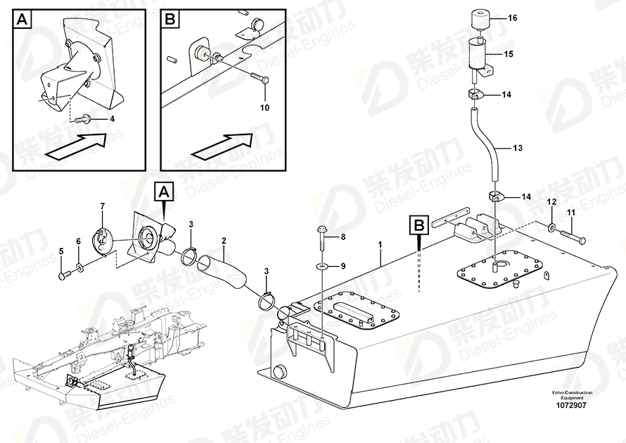 VOLVO Fuel screen 16874182 Drawing