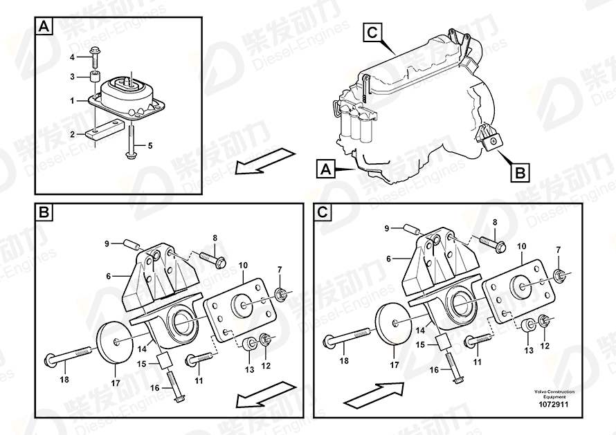 VOLVO Engine bracket 11121799 Drawing