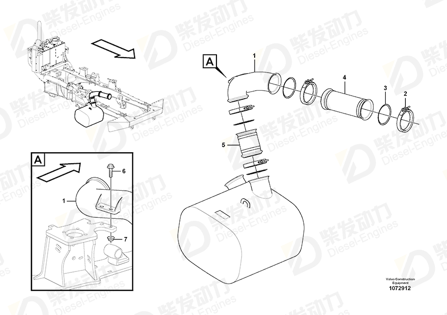 VOLVO Exhaust pipe 16882850 Drawing VOLVO Exhaust pipe 16882850 Drawing