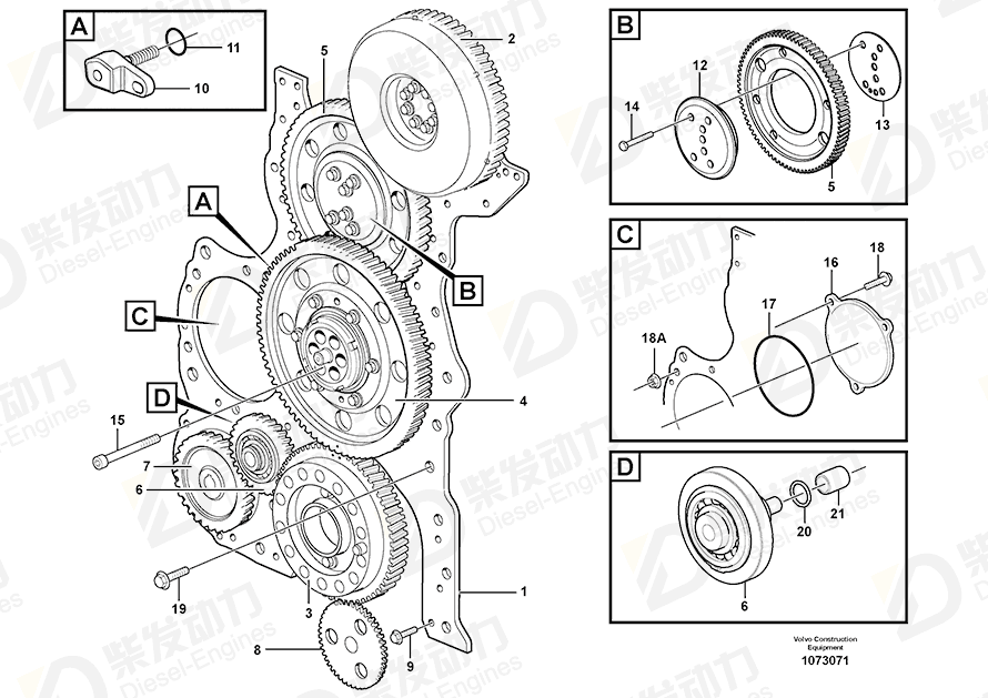 VOLVO Timing gear plate 20854044 Drawing