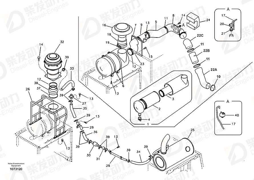 VOLVO Hose clamp SA9313-10825 Drawing