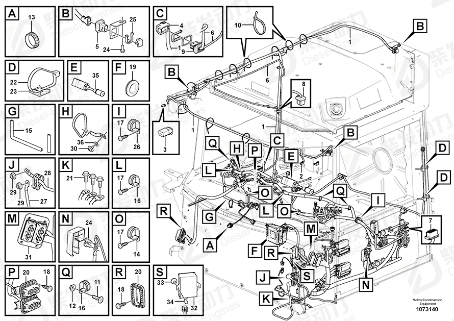 VOLVO Cable harness 17256398 Drawing VOLVO Cable harness 17256398 Drawing