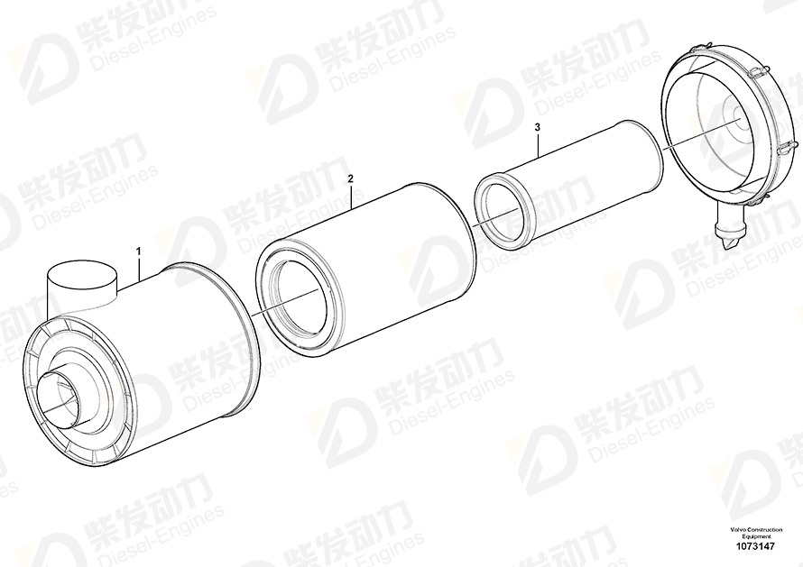 VOLVO Air filter 15110641 Drawing VOLVO Air filter 15110641 Drawing