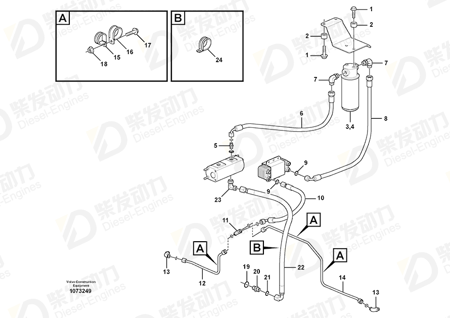 VOLVO Hose assembly 15031890 Drawing