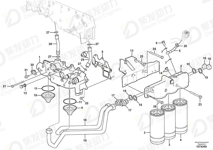 VOLVO Oil pipe 17224070 Drawing