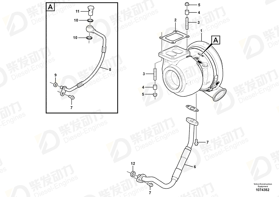 VOLVO Oil return pipe 17232486 Drawing