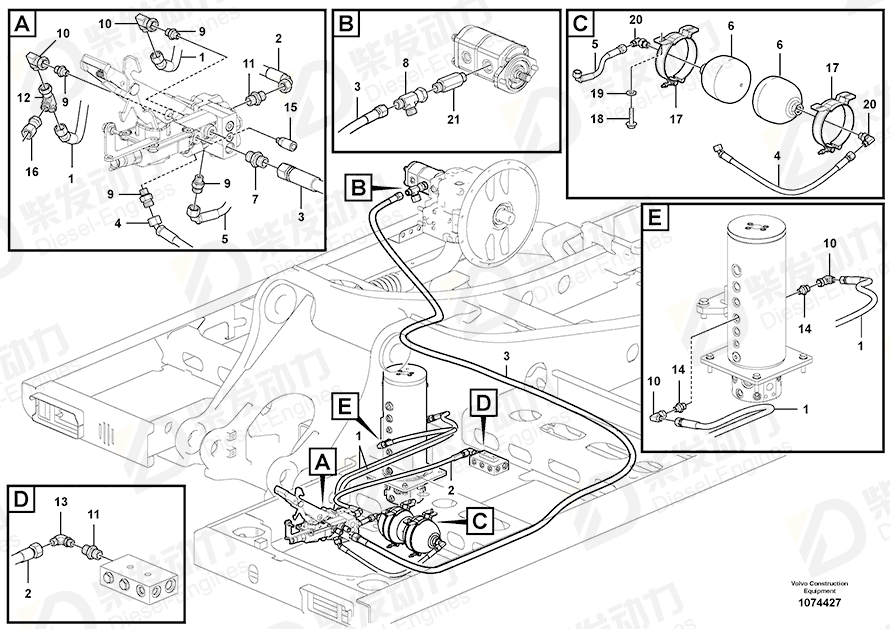 VOLVO Hose assembly 937363 Drawing VOLVO Hose assembly 937363 Drawing