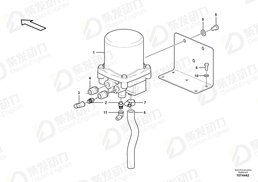 VOLVO Elbow nipple 11196160 Drawing